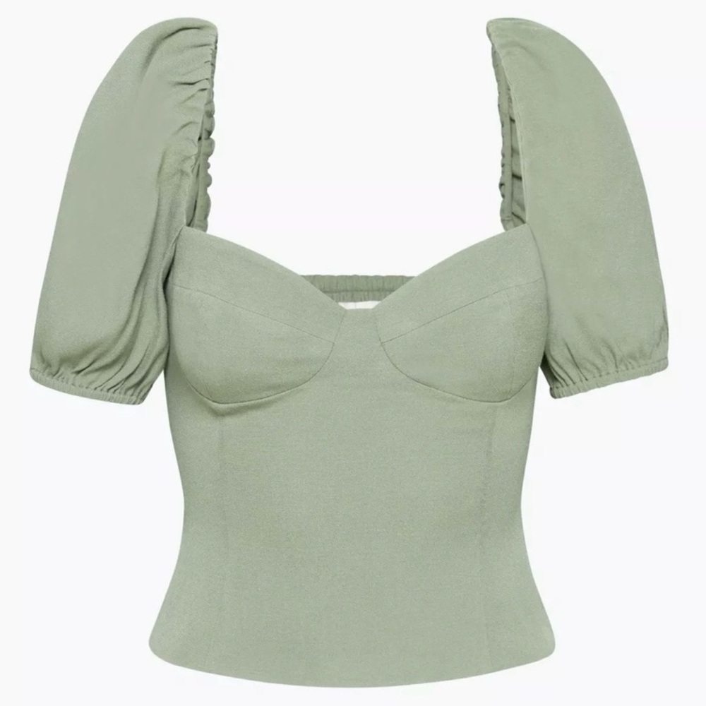 Wilfred Aritzia green milkmaid corset crop top unworn size M